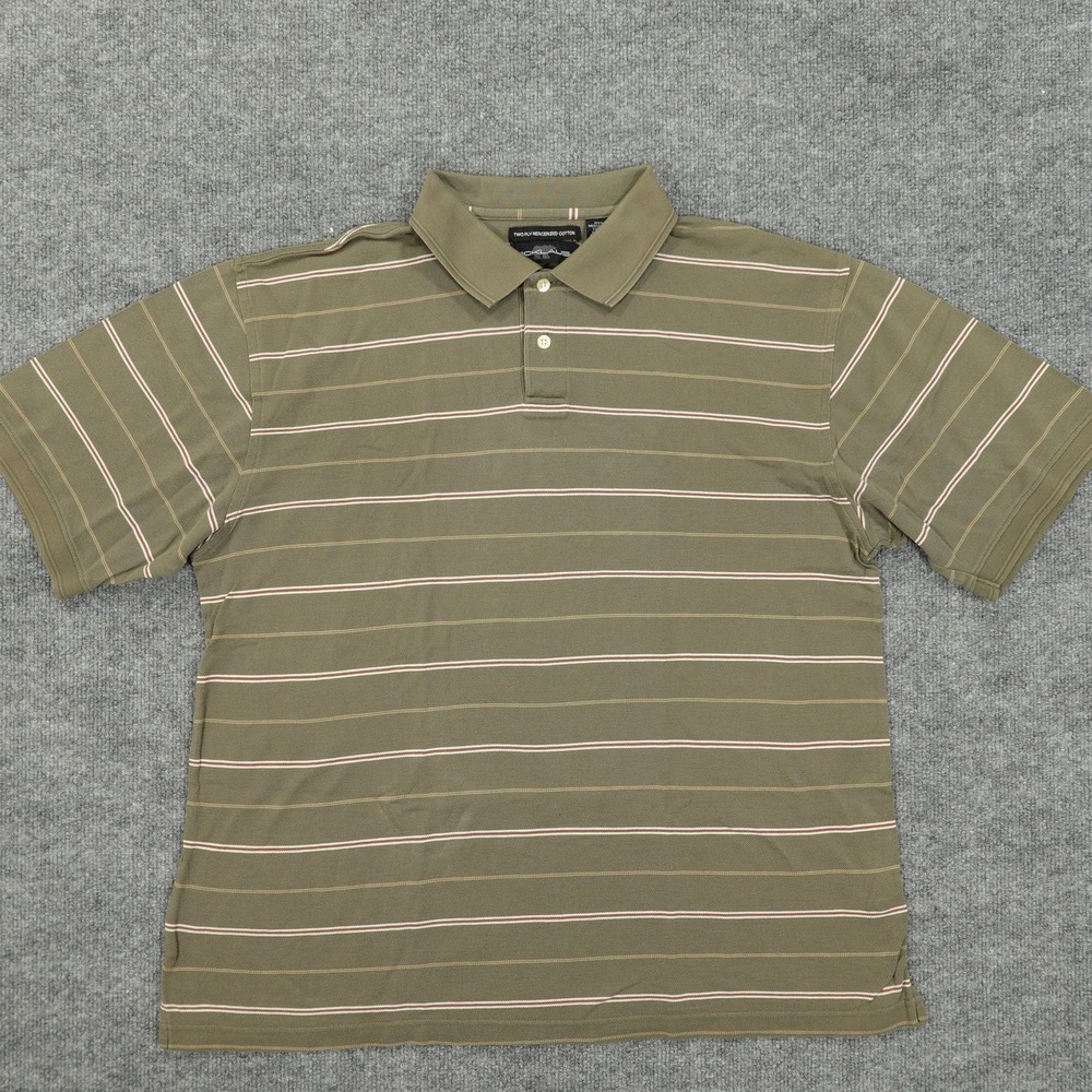 Nicklaus Shirt Mens Large Green Striped Mercerized Cotton Short Sleeve Golf Polo
